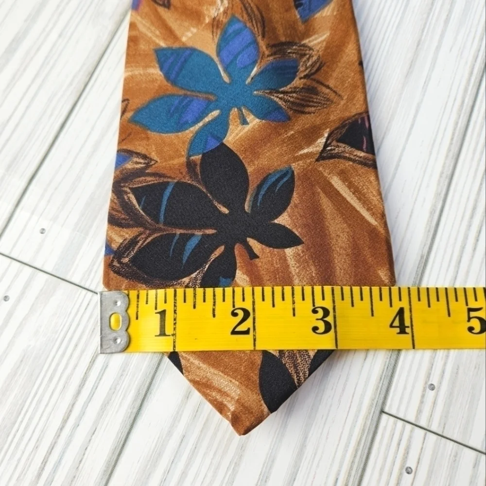 Vintage Christian Dior Wide Necktie in Brown Multi Abstract Floral